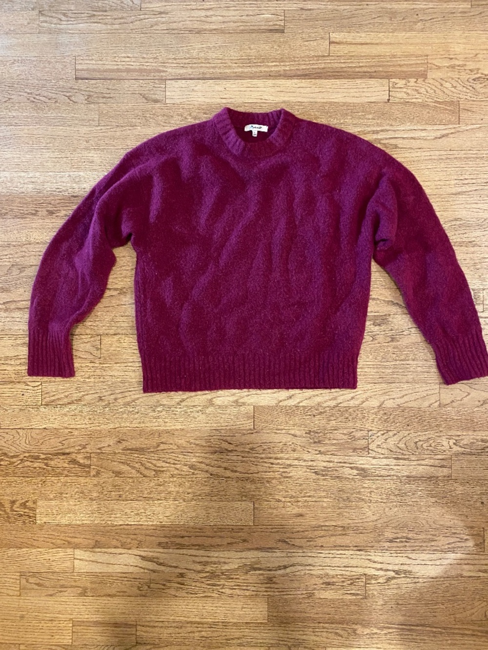 Madewell Women's CloudSoft Drop-Shoulder Crewneck Sweater - autumn fuchsia color
